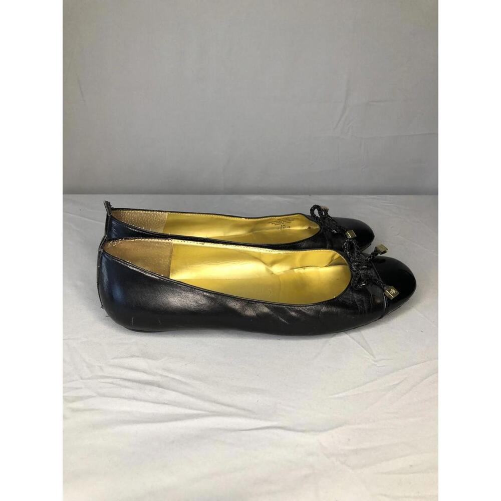 Lauren Ralph Lauren Leather Women's Black Ballet Flats Size 8 Shoes Bow Tie